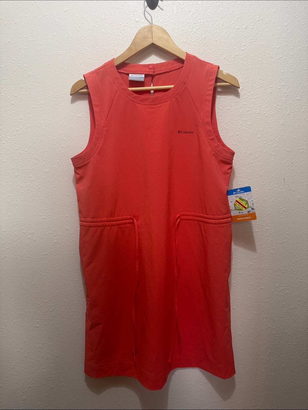 Columbia Coral Red Sleeveless Pocket Dress, Size S